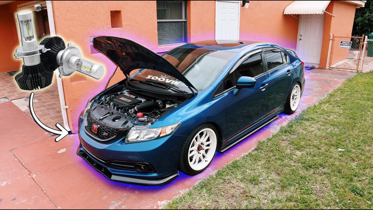 Installing Super Bright LED Headlight Bulbs | 9th Gen Honda Civic Si