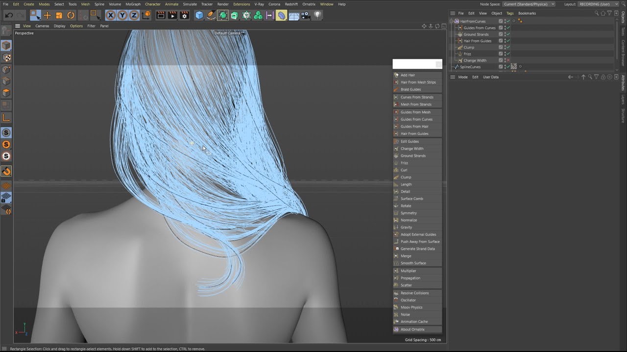 Ornatrix C4D: Generating hair from NURBS curves