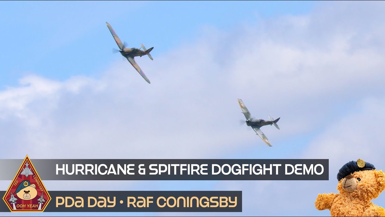FIGHTERS OF WW2 BBMF HURRICANE & SPITFIRE DOGFIGHT DEMO DISPLAY • PDA DAY 2024 RAF CONINGSBY