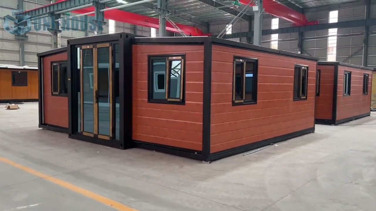 Prefabricated 2BH Expandable Container Home with wood pattern decorating