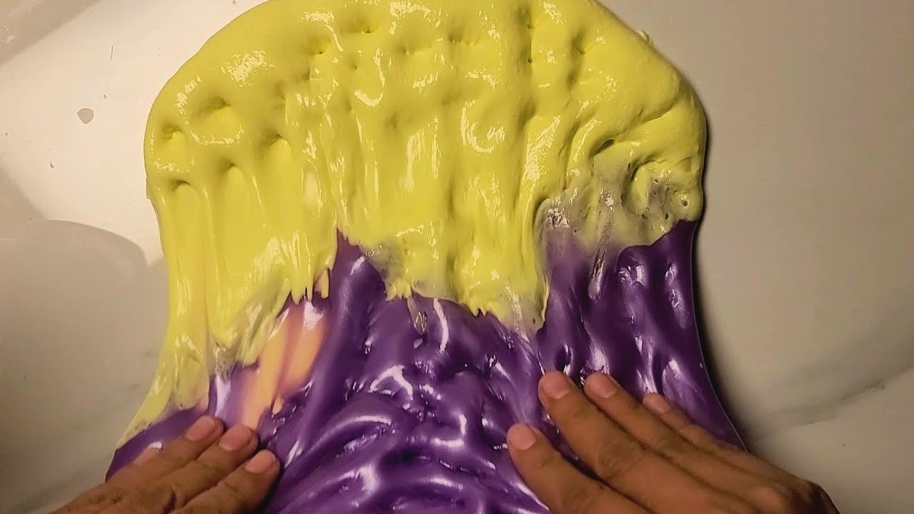 Butter Yellow & Purple Slime Mix 💜💛 ASMR