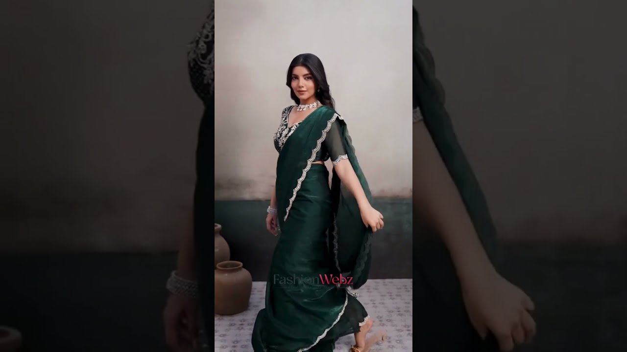 Chiffon Satin Trendy Saree With Swarovski Work In Green