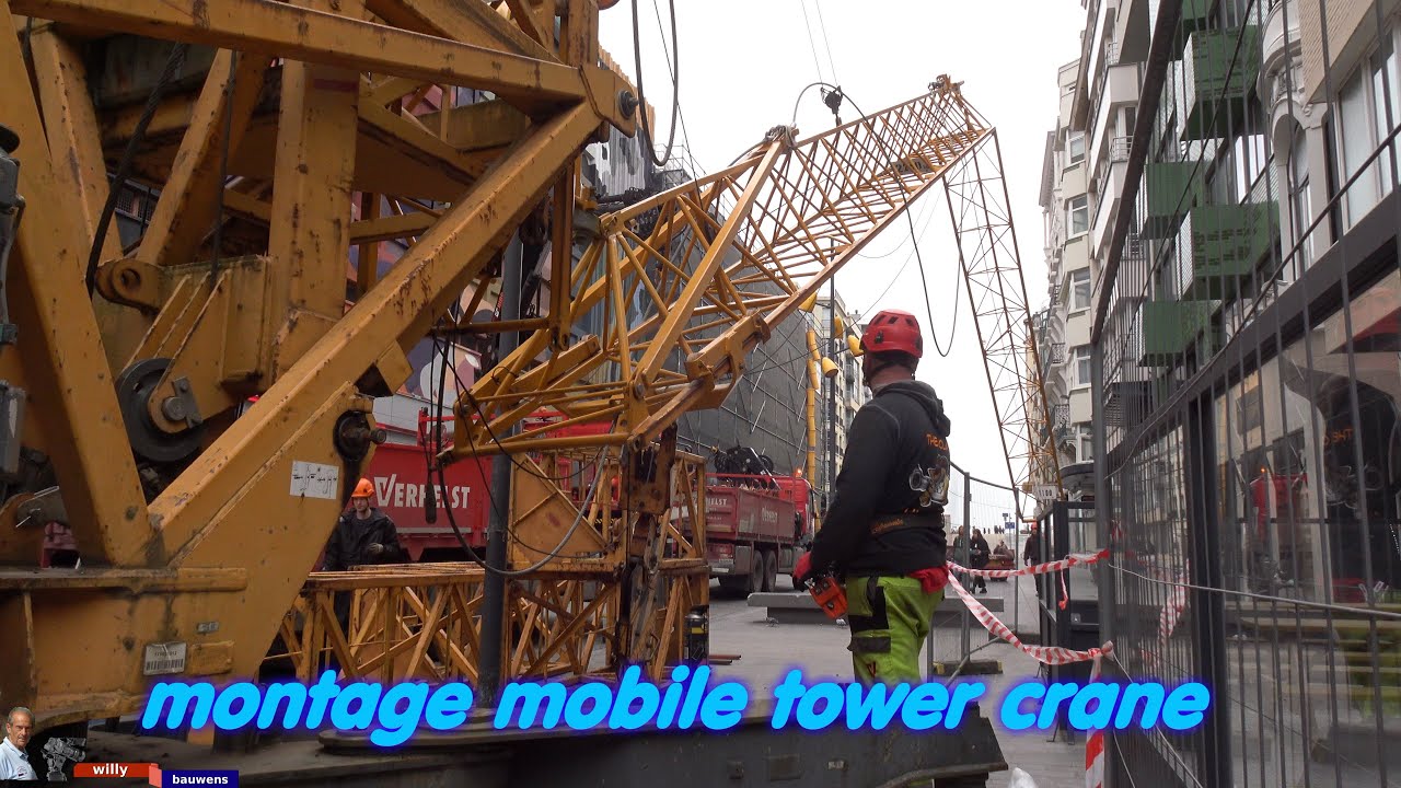 Mobile tower crane that's how you build it, Mobiele torenkraan zo bouw je die op