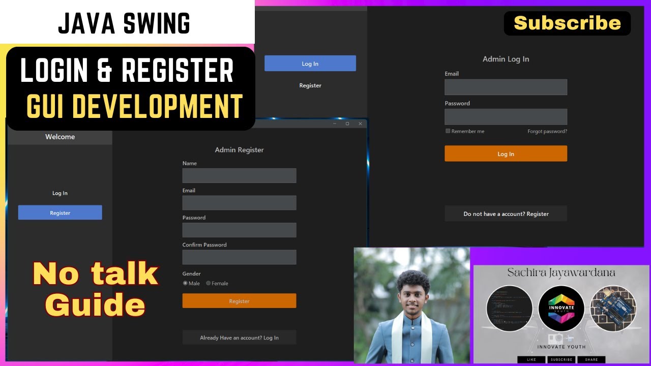 Log In and Register GUI using Java Swing