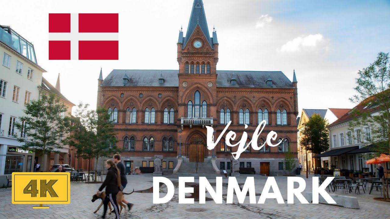 Autumn walking in Vejle city, Denmark 4K