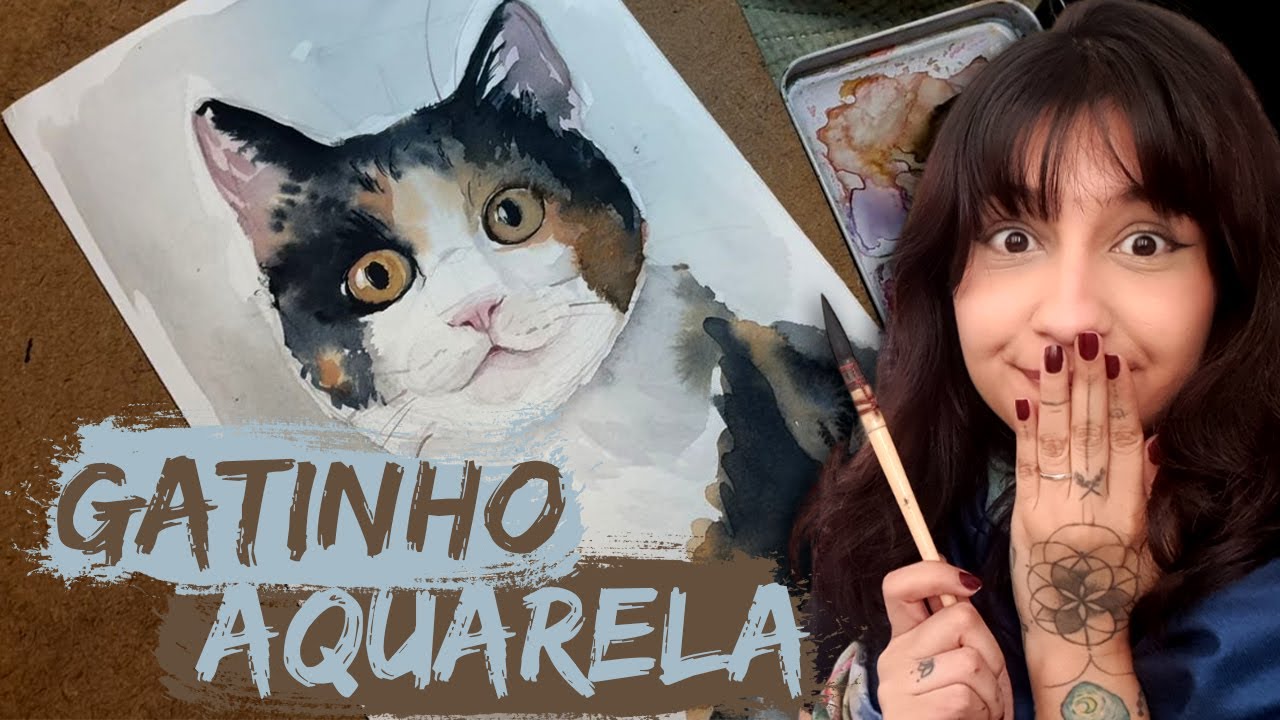 Como pintar um GATO em AQUARELA - Lena Mao - Aquarela para Iniciantes