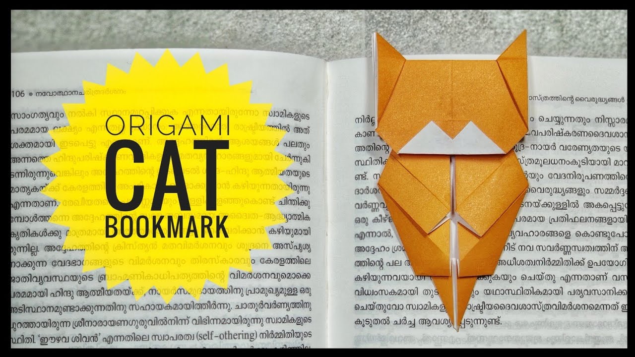 Origami Cat Bookmark | Origami Bookmark | Origami tutorial | Paper craft