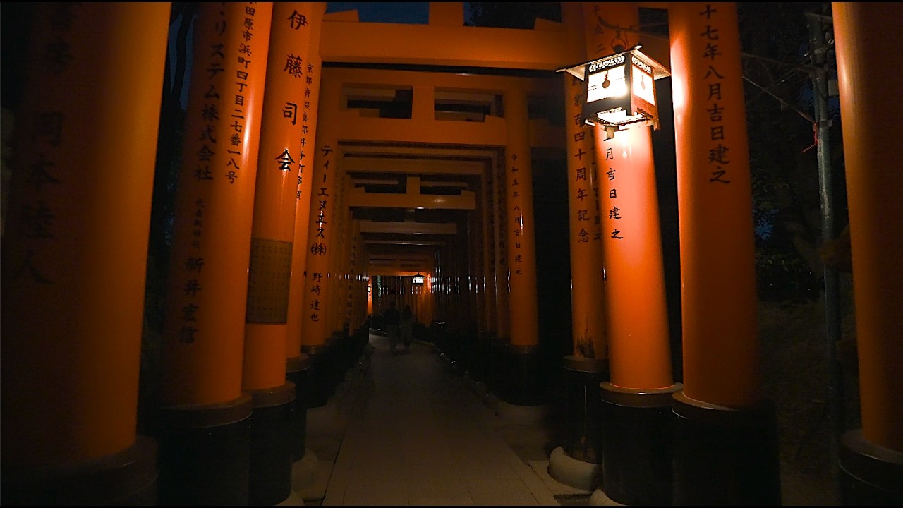 🌙 Lonely Kyoto Moonlight Walk | ⛩️ Fushimi Inari Shrine | Kyoto Night Walk with 4K Ambience | 伏見稲荷大社