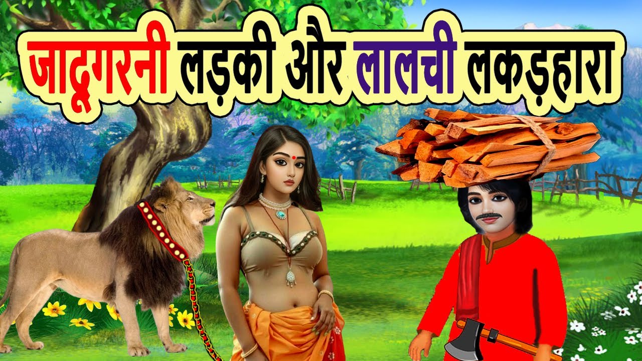 जादूगरनी लड़की और लालची लकड़हारा | cartoon story | moral story | hindi kahani | bedtime | mann k voice
