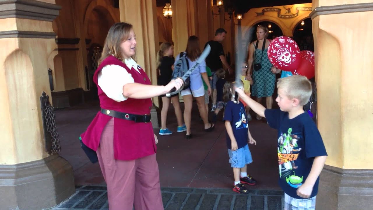 Learning to Sword Fight at Pirates of the Caribbean Ride Disney Magic Kingdom