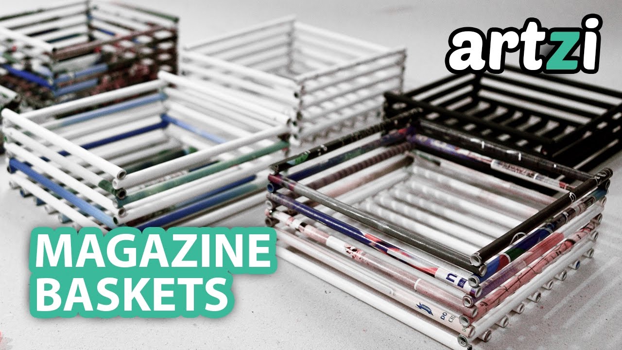 DIY Basket Made with Old Magazine Rolls