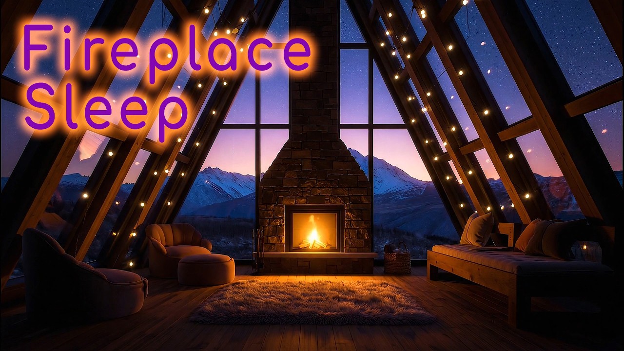 🔥 Dreamy Cabin Sleep Ambience 💤 Fireplace Crackle & Soft Wind Sounds | 2H loop