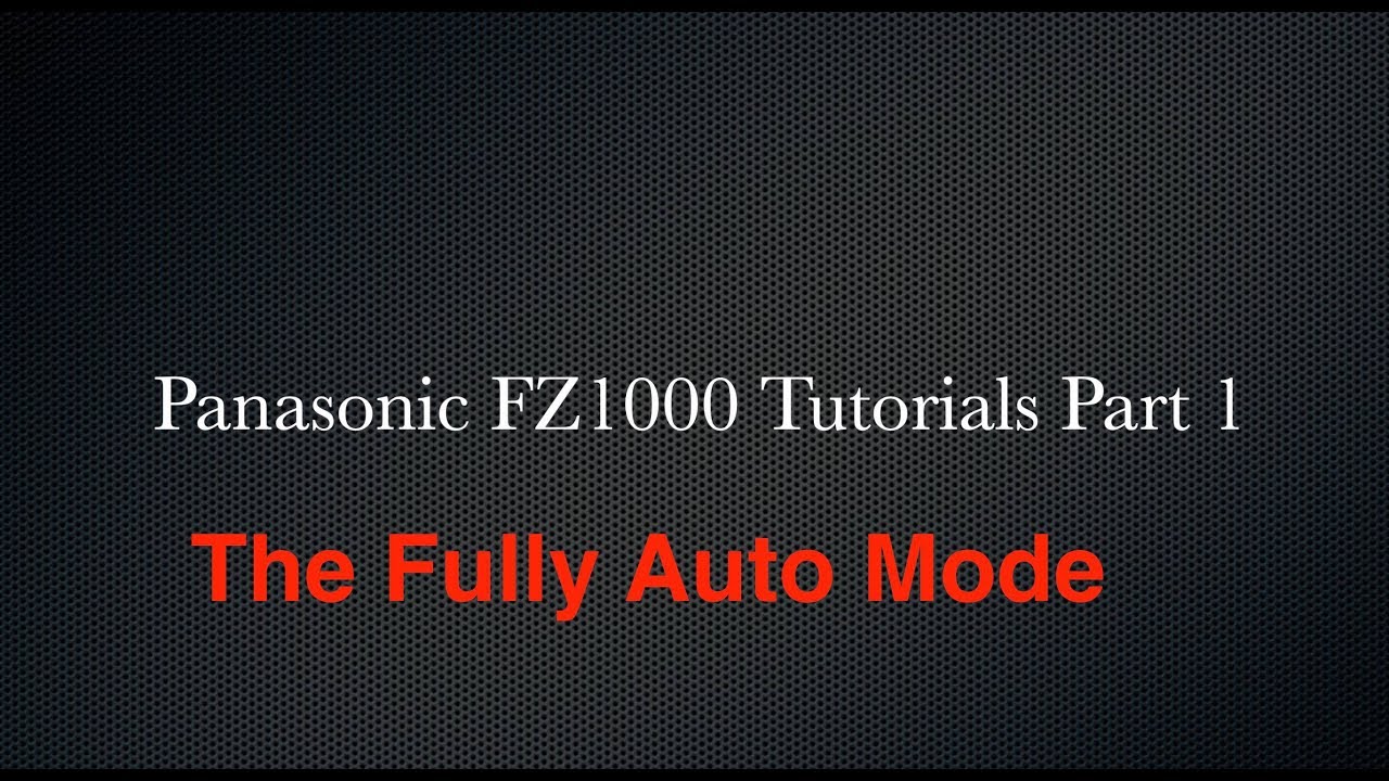 The Panasonic DMC-FZ1000 Tutorials: Part 1 the Fully Auto Mode