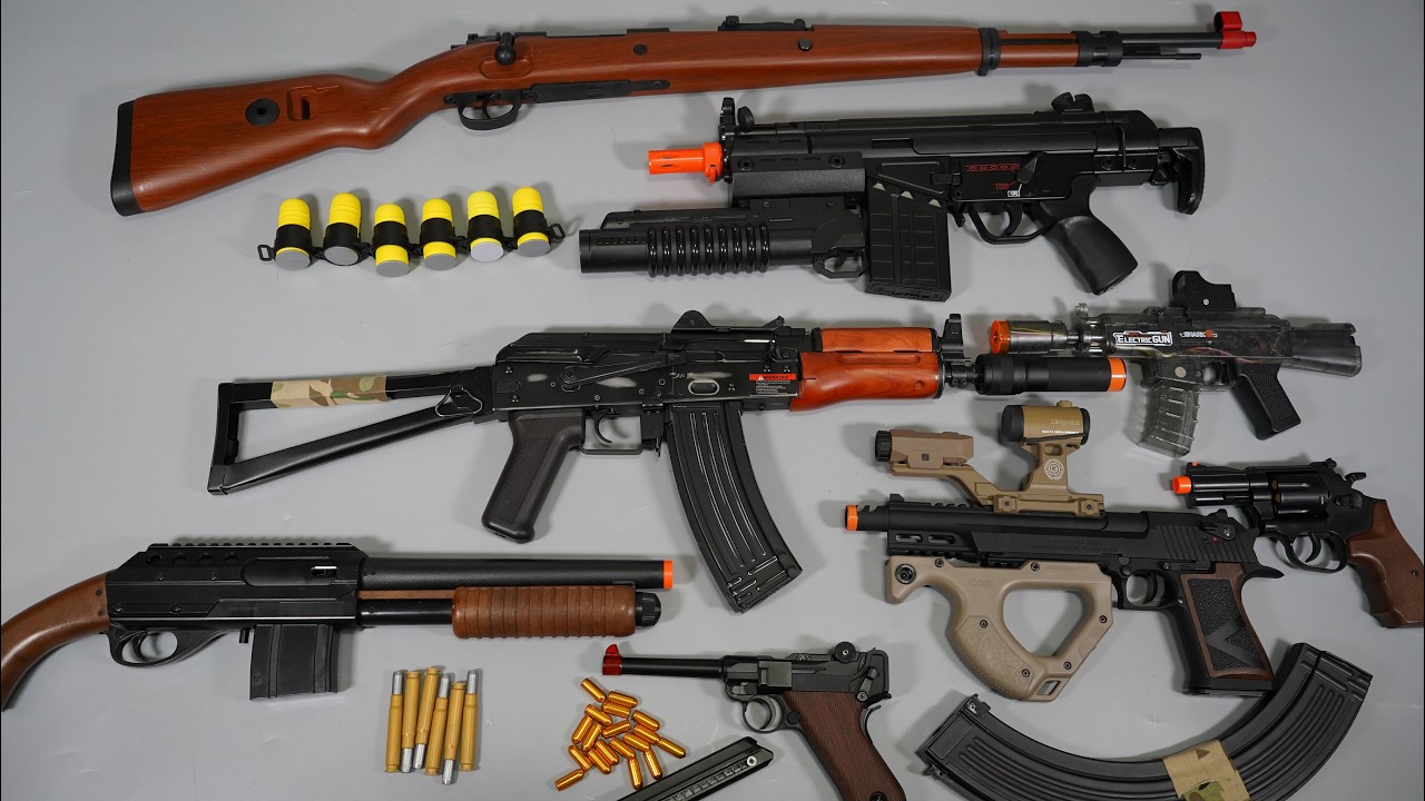 Shell ejecting Luger P08 ToyGun AK47 Airsoft Kar98 Nerf Gun POV Reload Realistic Toy Guns Collection