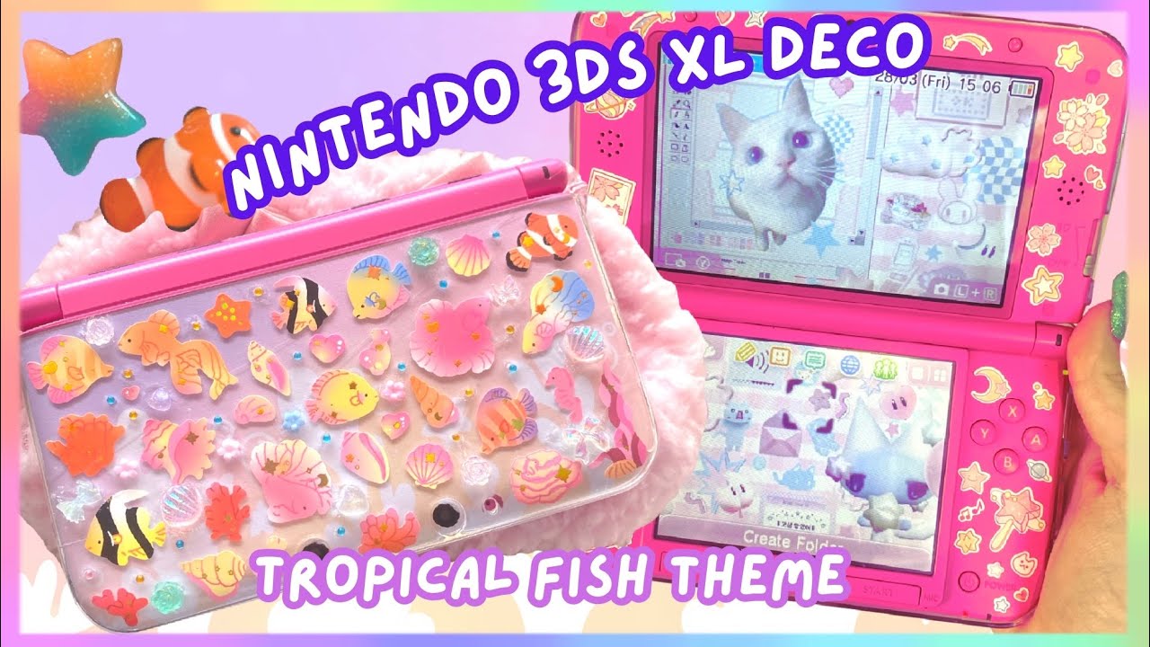 Customising My Pink 3DS XL!! | 🐠 Tropical Fish Themed Modded DS Deco + Tour 🌺