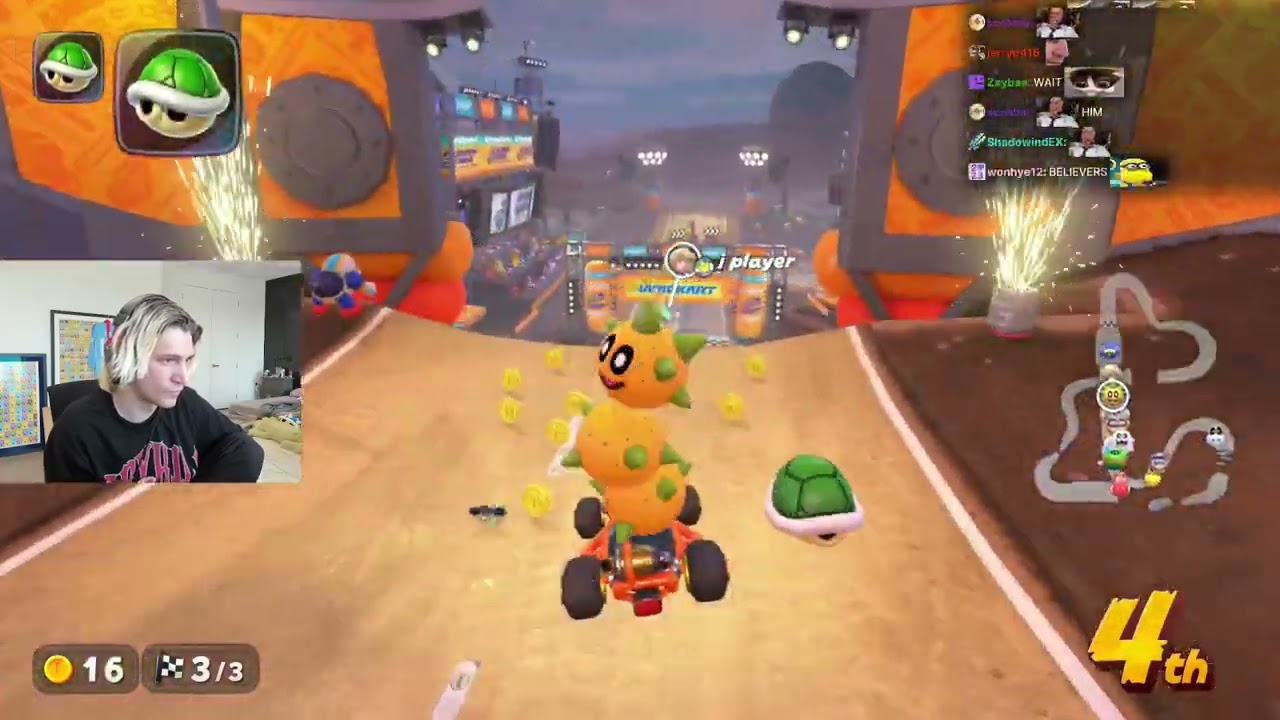 xQc is already addicted to MARIO KART WORLD