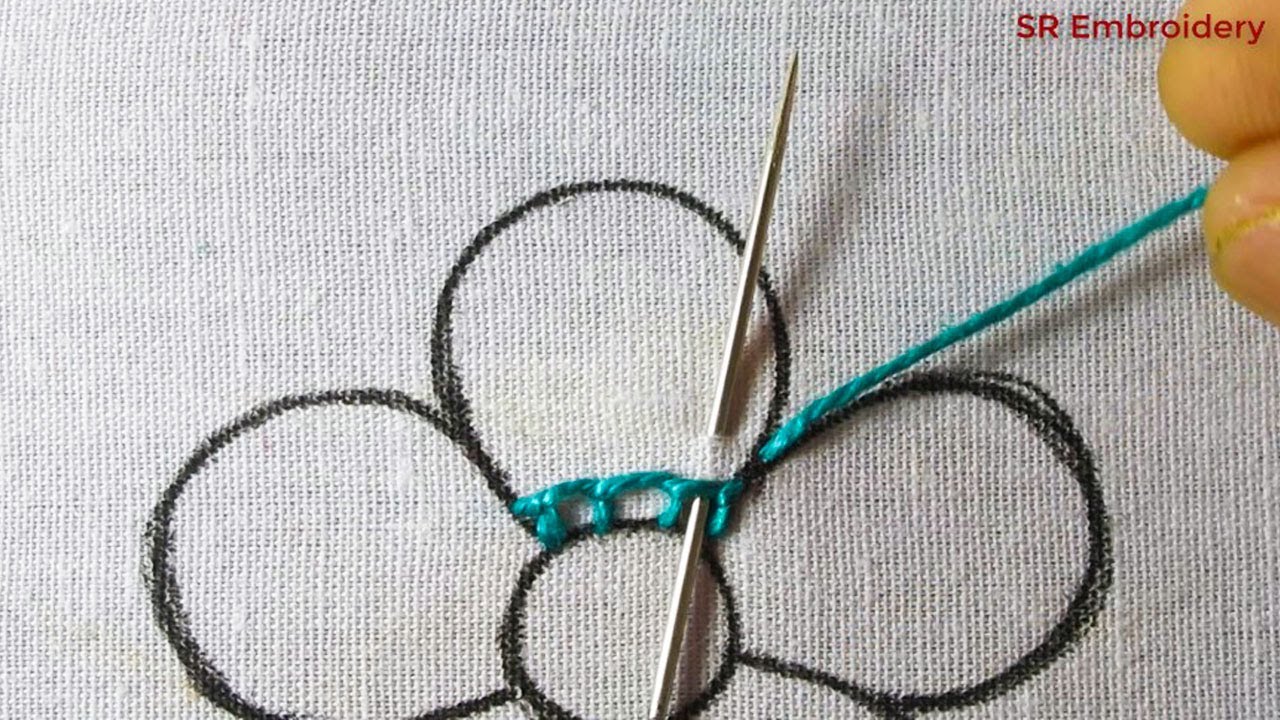 Hand Embroidery New Net Stitch Needle Work Amazing Flower Design With Easy Following Sewing Tutorial