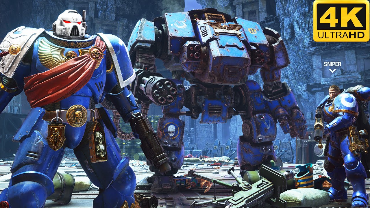 3 SPACE MARINES & DREADNOUGHT vs Heretics! - Warhammer 40k: Space Marine 2