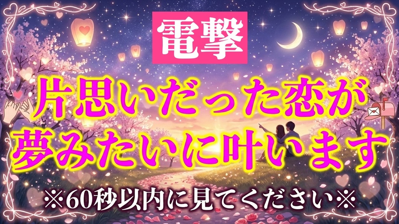 ※効き過ぎ注意なので再生するときは覚悟を決めて再生してください♡あの人との恋が叶う!!好きな人からとことん愛される寸前の人にだけ表示されます❤️1度でも見れたら無理だと思っていたあの人との恋が叶う。