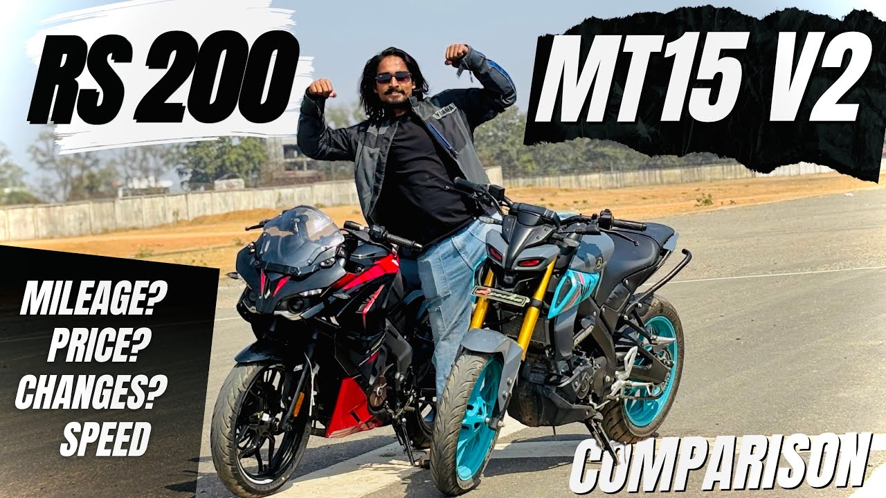 Yamaha mt15 VS pulsar rs 200 new 2025 model full comparison video || Price, breaks, #mt15 #rs200