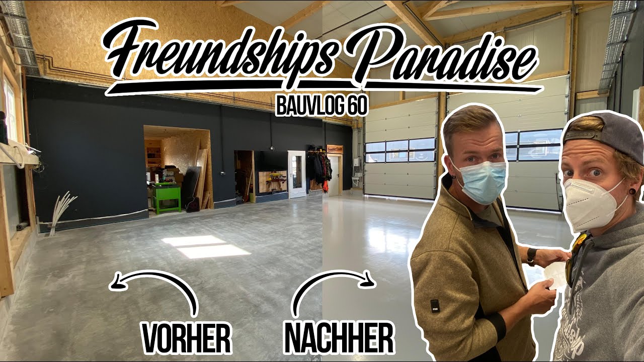 👨🏻‍🎨Wir versiegeln den Hallenboden und installieren Waschbecken und Warmwasser Boiler! Bauvlog 60