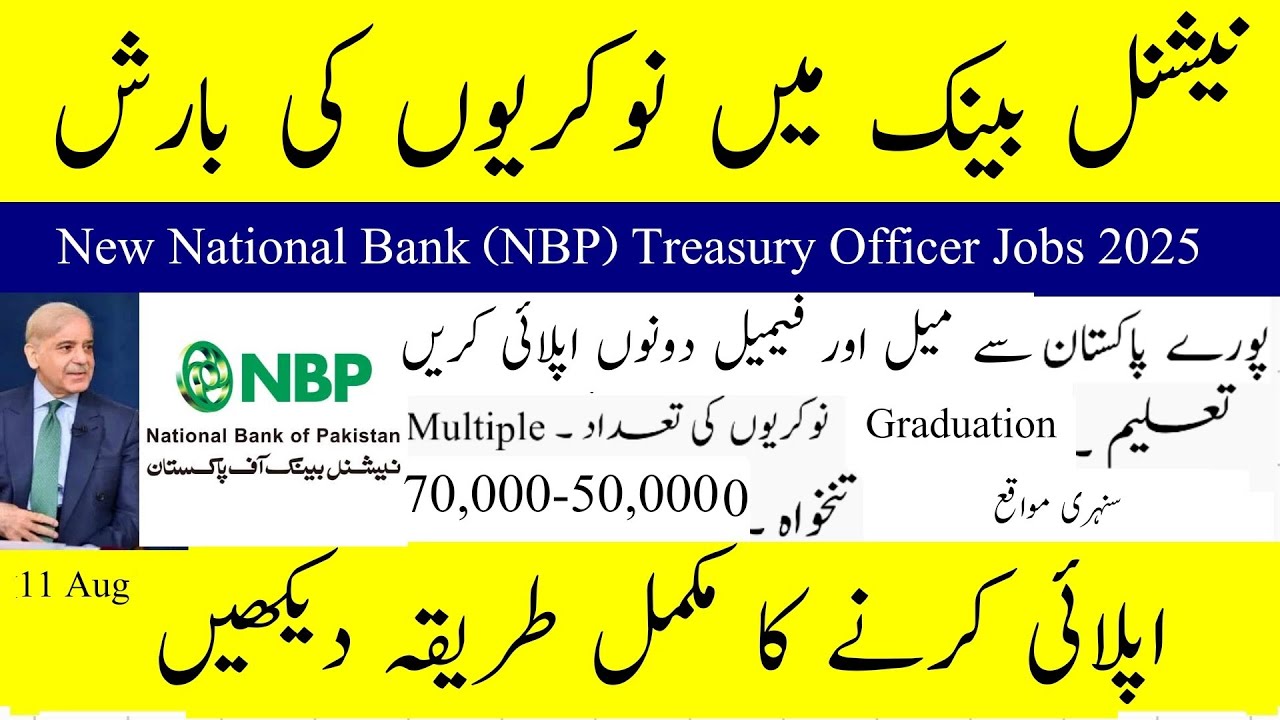 National Bank (NBP) Treasury Officer Jobs 2025 - New Career Opens In Pakistan - How to Apply