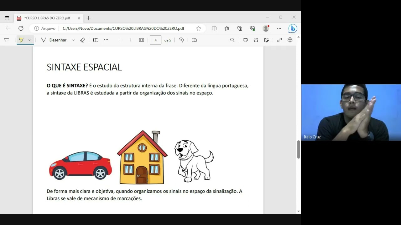 Aula sobre sintaxe espacial na Libras