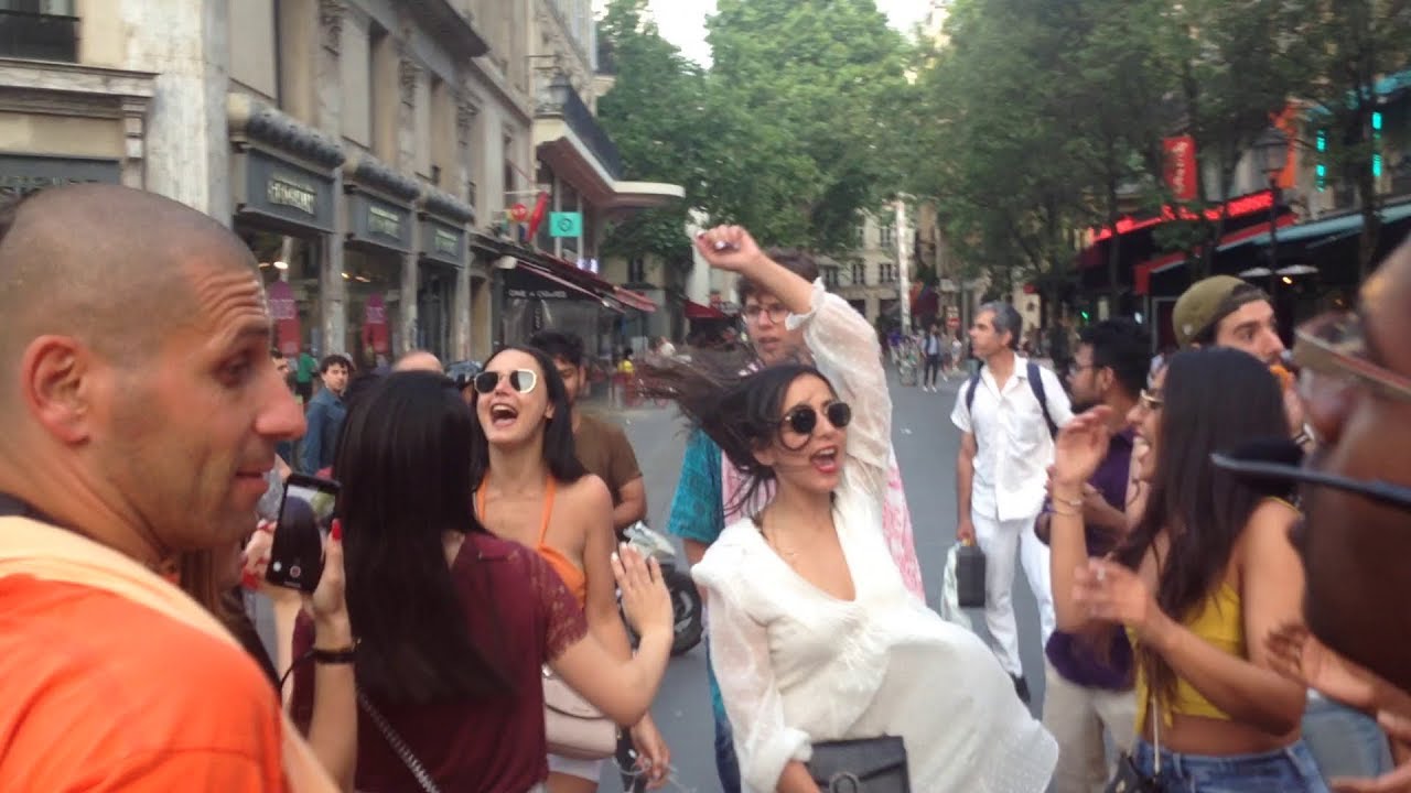 Moroccan Girls and Others Chant Hare Krishna and Dance with Harinama Ruci After Paris Ratha-yatra