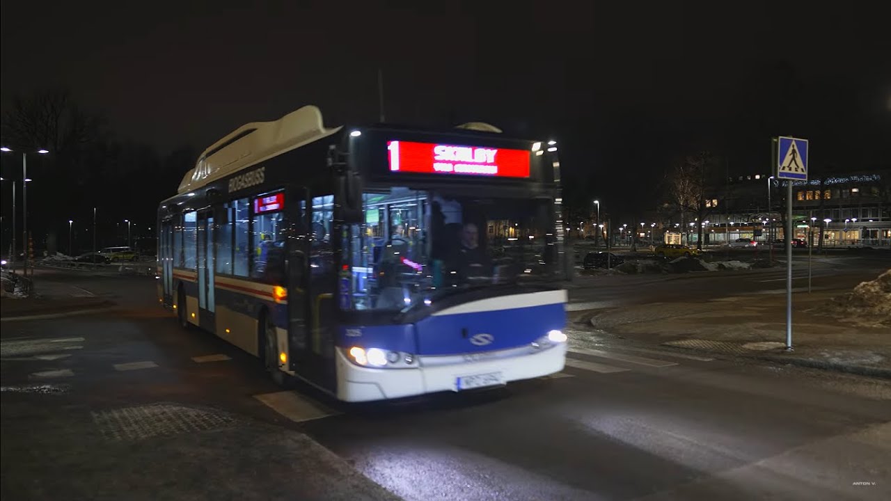 Sweden, Västerås, bus 1 night ride from Sjukhuset to Central Station