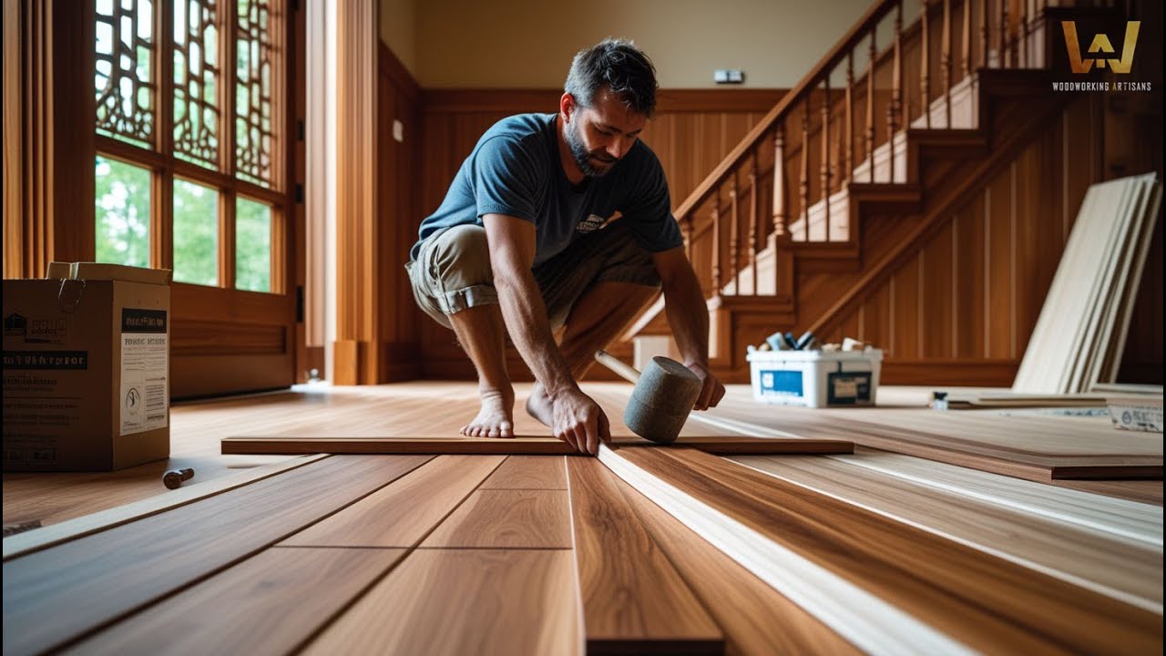 Unbelievable Craftsmanship – Watch A Carpenter Install A Massive Natural Wood Floor To Perfection