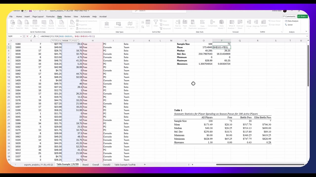 BA642 Case1 Excel Examples (SPSS at the end)
