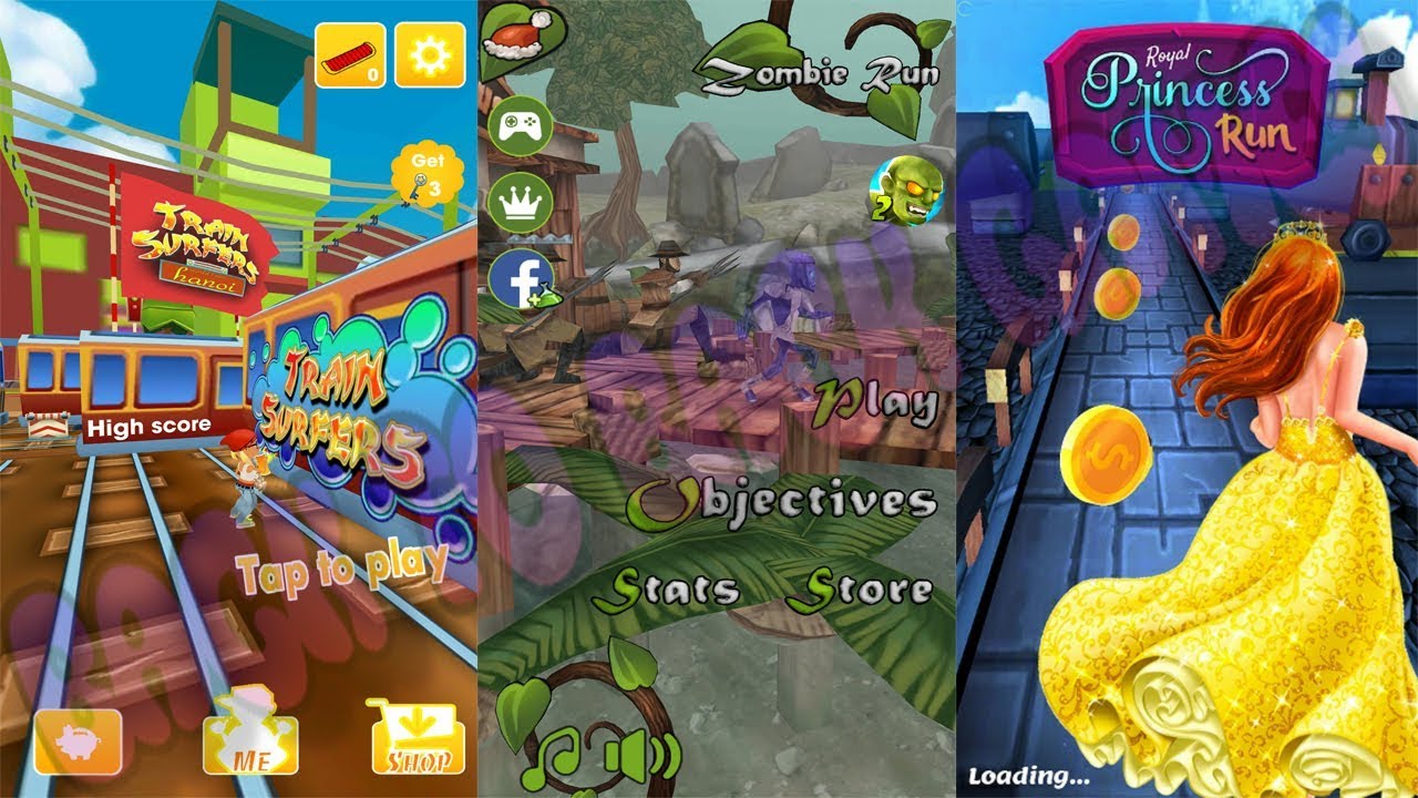 Bus Subway Surf City Rush vs Zombie Run vs Princess Survival Run Gameplay