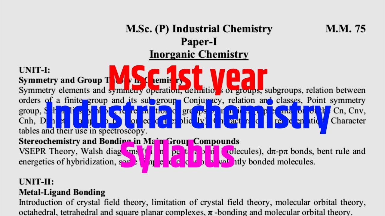 MSc 1st year Industrial chemistry syllabus Vbspu l @UNILCLASSES