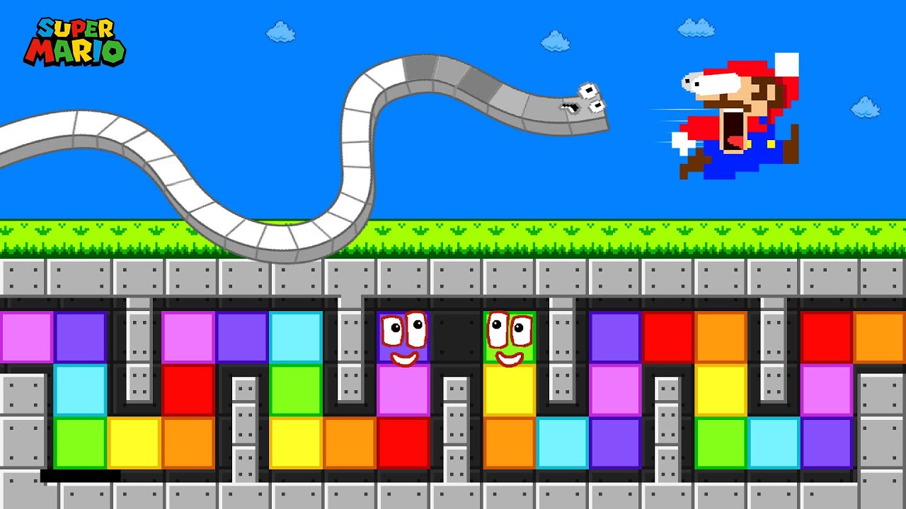 Number Snake x Mario from 1 to 20 Mix Maze Level Up | Game Animation