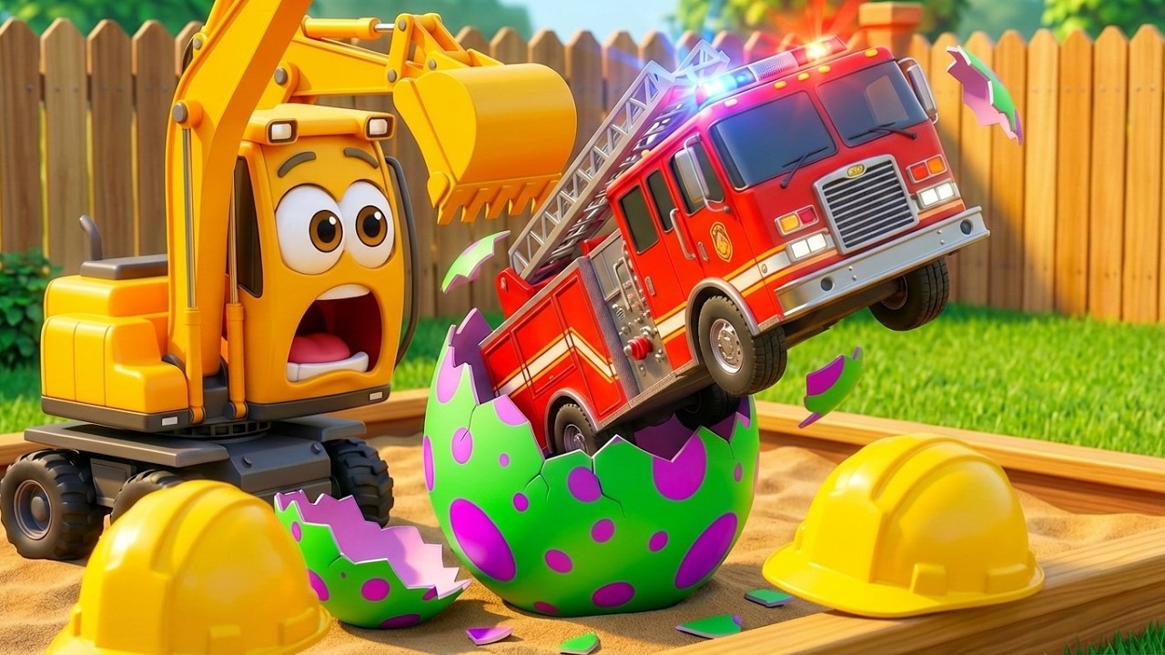 Learn Colors with Surprise Eggs! 🚒 Fire Truck, Police Car & Vehicles for Kids