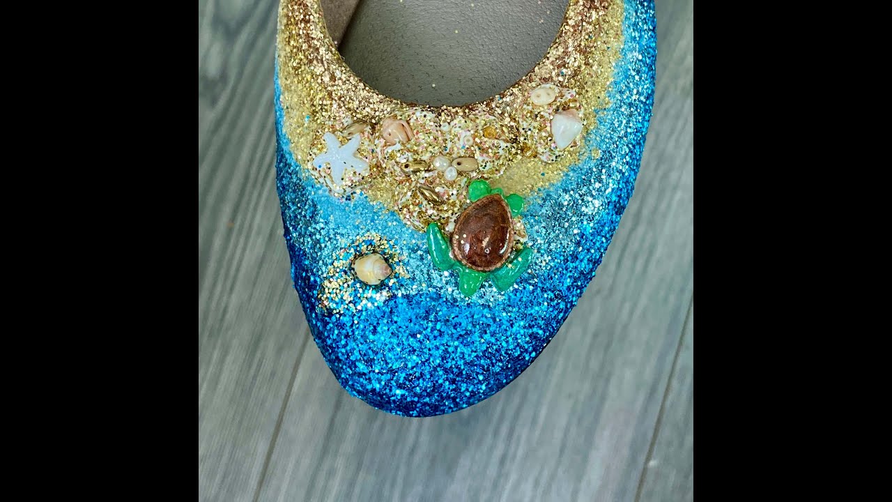 Making Shoreline/beach themed shoes, customising shoes, DIY shoe craft. #customshoes