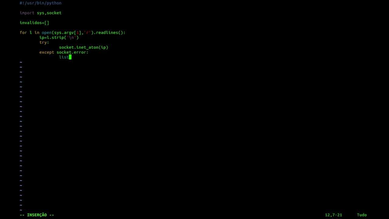 Valida&ccedil;&atilde;o de IP - Python