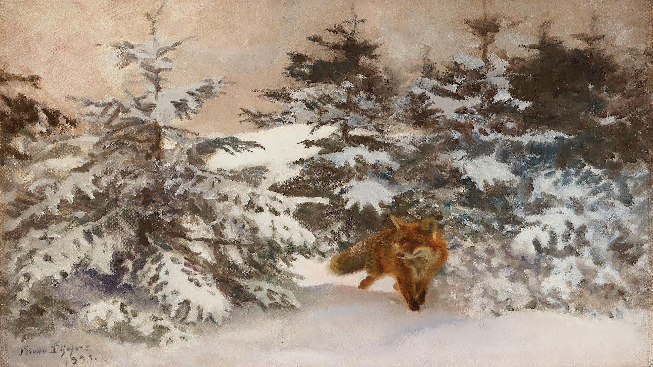 Winter Woodland with Fox | Vintage Landscape Painting | Silent TV Art Screensaver in 4K | 2 Hours