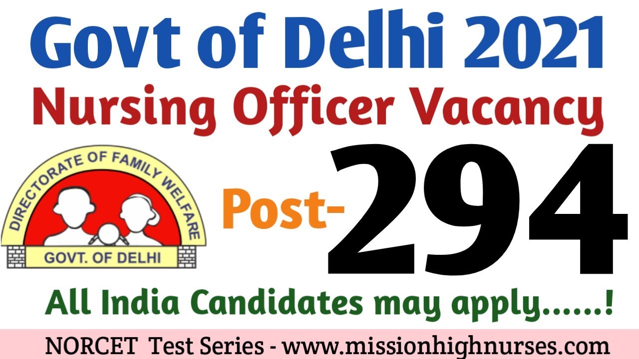 Nursing Officer Vacancy NCT Delhi | Nursing Officer Vacancy 2021 । Nursing officer recruitment 2021