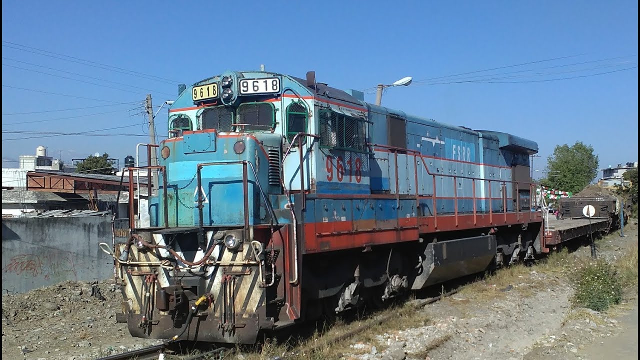C-30, ÚLTIMA LOCOMOTORA AZUL EN FUNCIONAMIENTO DE FERROSUR 9618 TREN TRABAJO CON CABUS EN PUEBLA