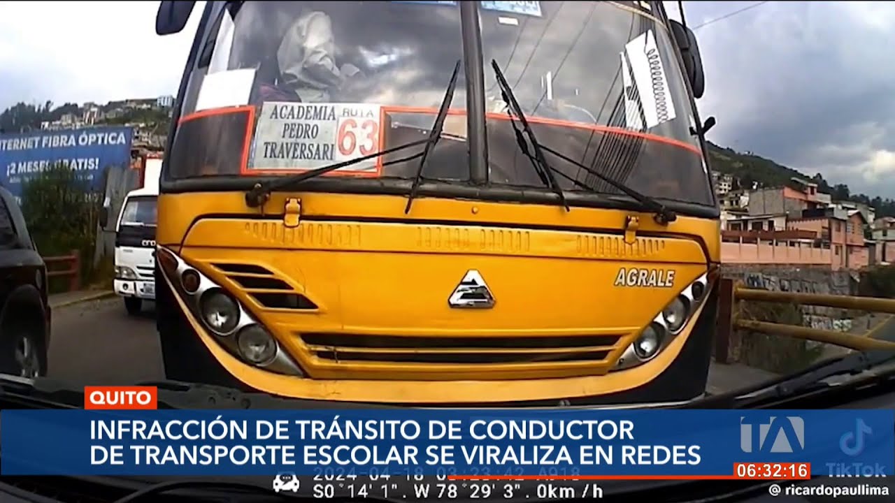 Infracción de tránsito de un bus escolar en Quito se viralizó en redes