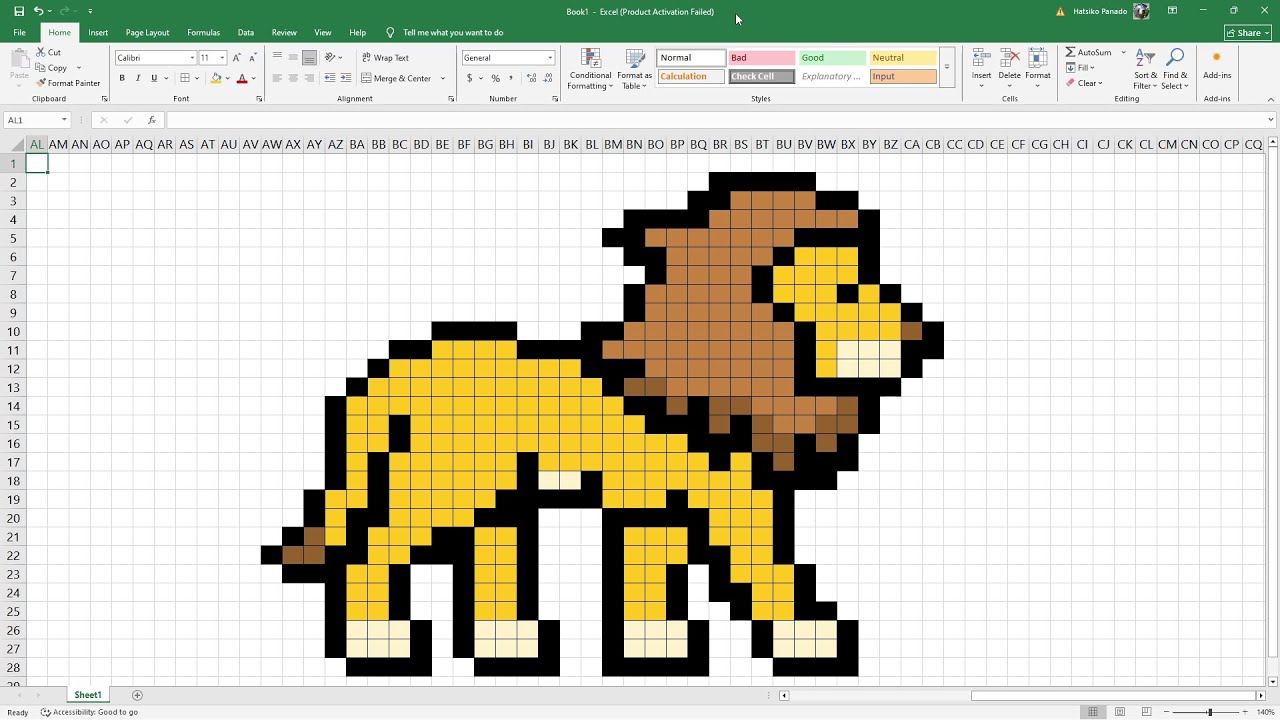 How to draw a pixel art of a Lion