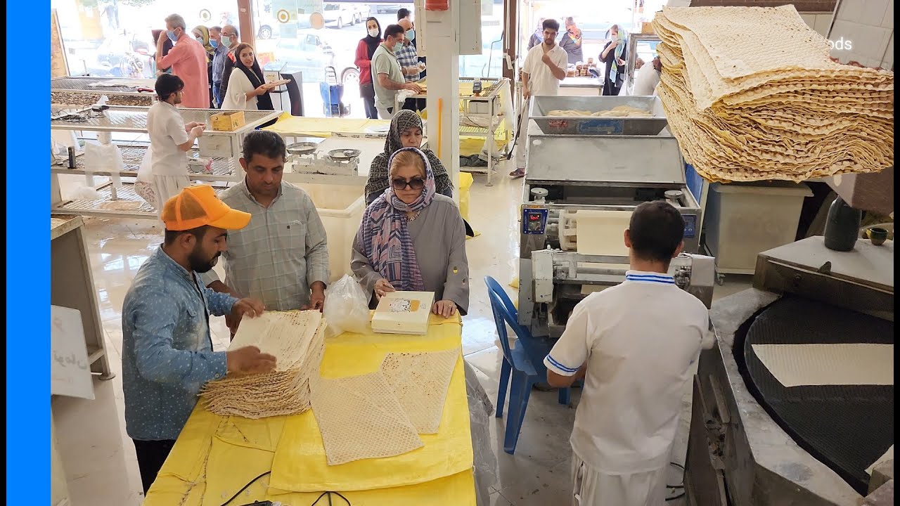 Iran Lavash Bread Bakery with Baking machine | Persian Bread خبز ایرانی لواش