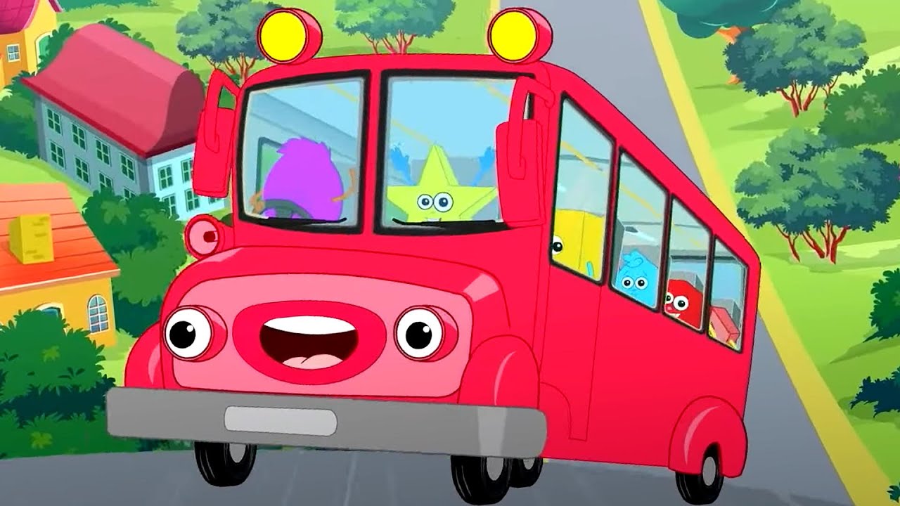 Wheels On The  Bus, Red School Bus and Kids Entertainment Video