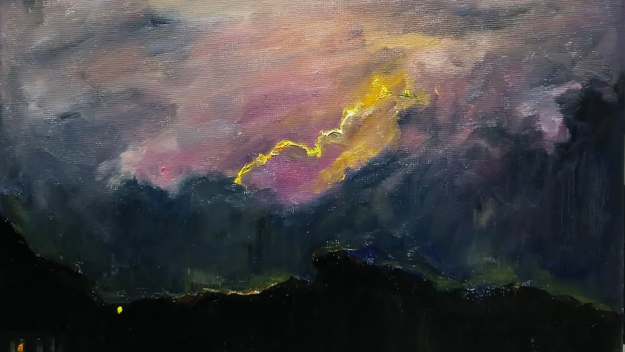 낙뢰 그리기 Lightning strike oilpainting ASMR