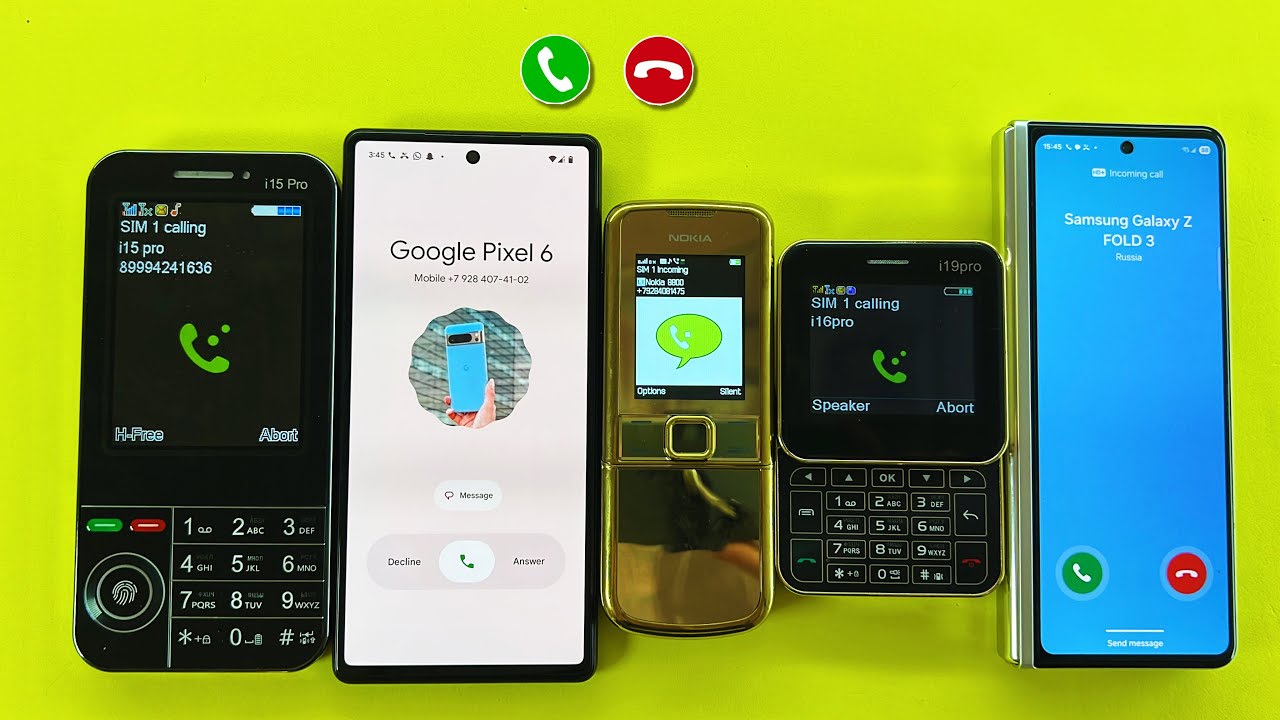 Samsung Z Fold 3, Google Pixel 6, i19 Pro Incoming Call / Outgoing Call i15 Pro & Nokia 8800
