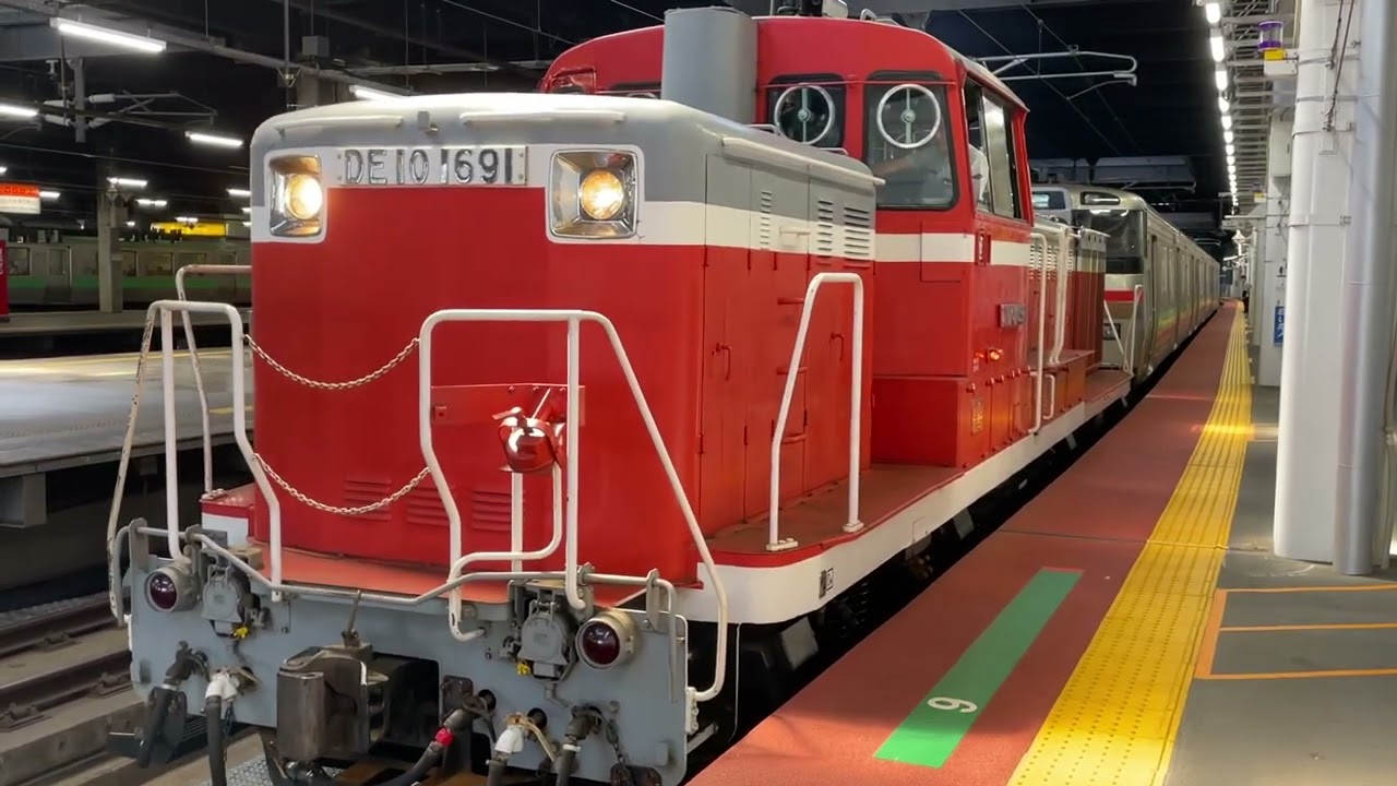 ［731系G-109編成 NH入場回送］電子ホーンあり！JR北海道 旭川運転所(旭ｱｻ)DE10形DE10 1691+札ｻｳ731系G-109編成 回送(試1191レ) 札幌駅11番線発車