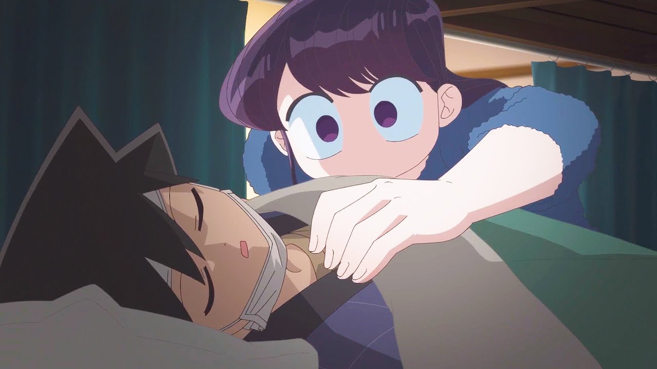 Komi san comes home to take care of Tadano who is sick and wants to kiss him