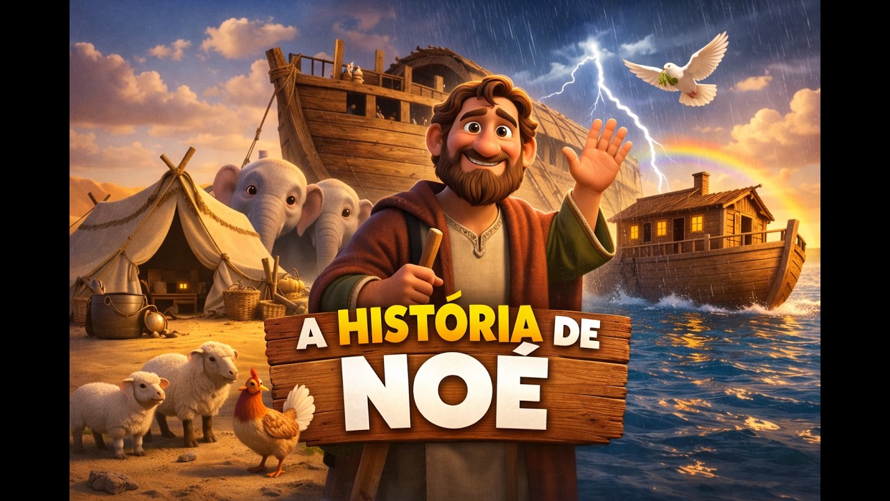 🌈 Noé e o Barco da Esperança | História Bíblica Infantil