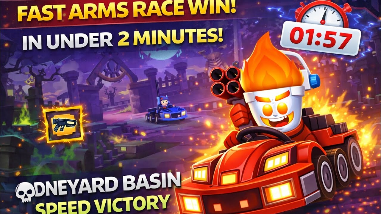 Arms Race Win in 2 Minutes! ⚡ Boneyard Basin Speed Victory | Smash Karts 